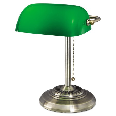 ALERA Banker's Lamp, Green Glass Shade, 10.5"w x 11"d x 13"h, Antique Brass ALELMP557AB